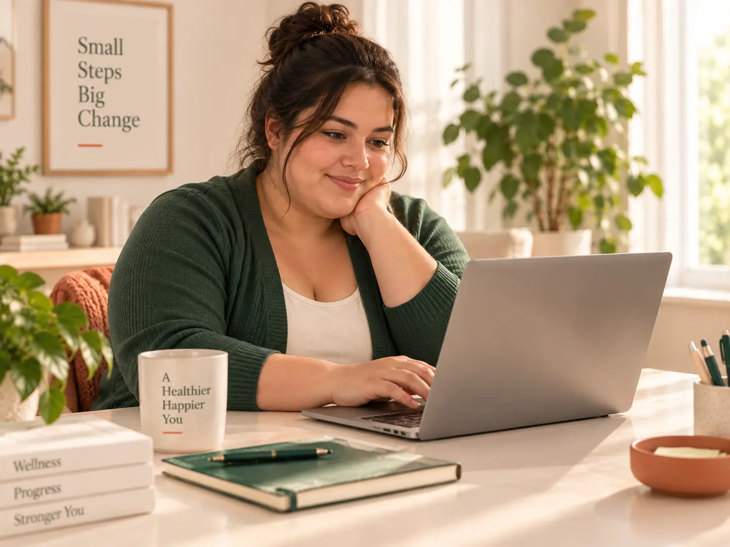 Person completing a health assessment on a laptop at home